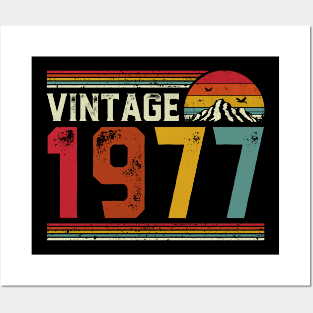 Vintage 1977 Birthday Gift Retro Style Wall Art by Foatui